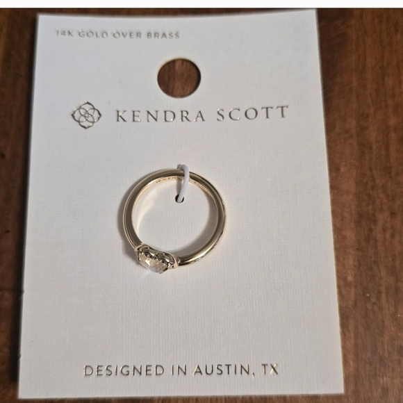 Kendra Scott Gold and Pink Ring with Gemstone and Halo - Picture 2 of 3